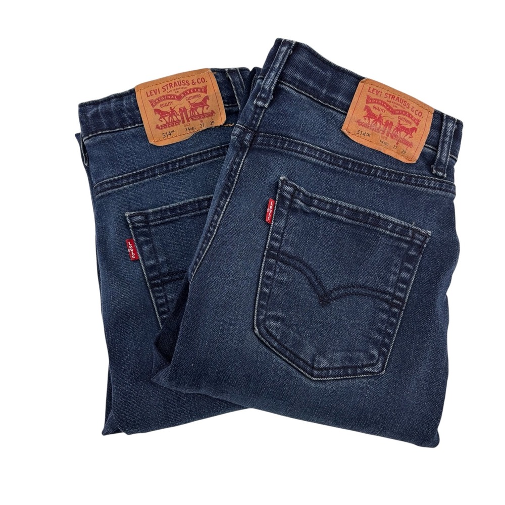 Levi's 514 Straight Jeans Dark‎ Wash Size 14 REG Adjustable Waist 2 Pairs